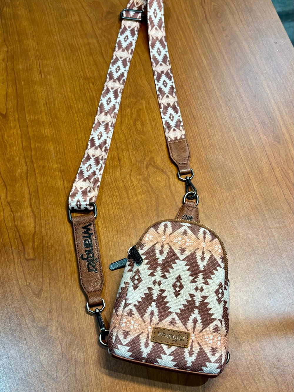 Wrangler Brown & Cream Aztec Mini Crossbody Bag
